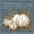 Golden White Pumpkins IV - Blue Art Print