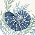 Ammonite Shell I - Indigo Art Print