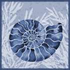 Ammonite Shell II - Indigo Art Print