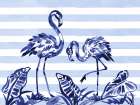 Brushstroke Flamingos Horizontal I - Indigo Art Print