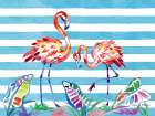 Brushstroke Flamingos Horizontal I Art Print