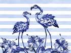 Brushstroke Flamingos Horizontal II - Indigo Art Print