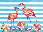 Brushstroke Flamingos Horizontal II Art Print