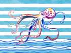 Brushstroke Octopus Horizontal Art Print