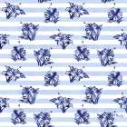 Brushstroke Hibiscus Repeat - Indigo Art Print
