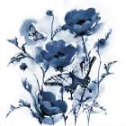 Province Poppies and Butterflies - Indigo Art Print