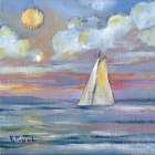 Crooked Island Sunset Sail Abstract Art Print
