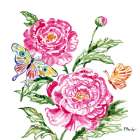 Brushstroke Florals and Butterflies III Art Print