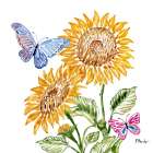 Brushstroke Florals and Butterflies IV Art Print