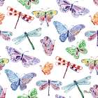 Brushstroke Butterflies and Dragonflies Repeat Art Print