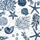 Tampico Shells Toss - Indigo Art Print