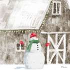 Holiday Barn Snowman Art Print
