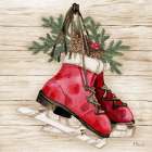 Crimson Skates and Greenery Art Print