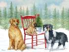 Holiday Dog Chair Horizontal Art Print