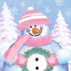 Pink Snowman I Art Print