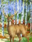 Golden Deer Forest Vertical III Art Print