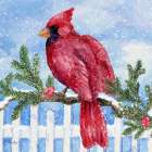 Snowy Cardinal with Greenery Art Print