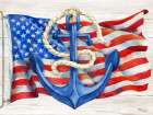 Patriotic Waving Flag and Anchor├é┬á Art Deco Print