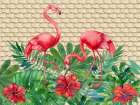 Hibiscus Palm Flamingos Art Print