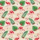 Hibiscus Palm Flamingos Repeat ΓÇô Wood Art Print