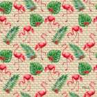 Hibiscus Palm Flamingos Repeat Art Print