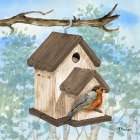 Hanging Bird House I Art Deco Print