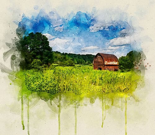 Barn 2 Watercolor Landscape Print
