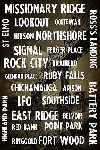 Chatt Areas Typed On Black Bridge Overlay Photography Print
