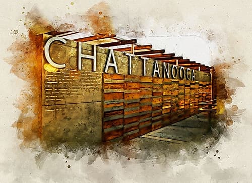 Chatt Pier Sign Watercolor Photography Print