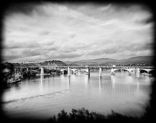 Loc Market St Bridge BW Holga Landscape Print