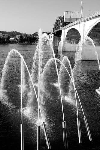 Water Cannons BW Landscape Print