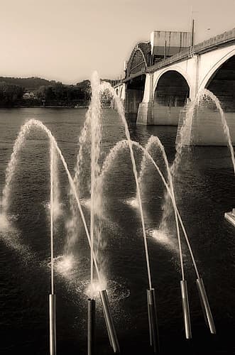 Water Cannons Sepia Landscape Print