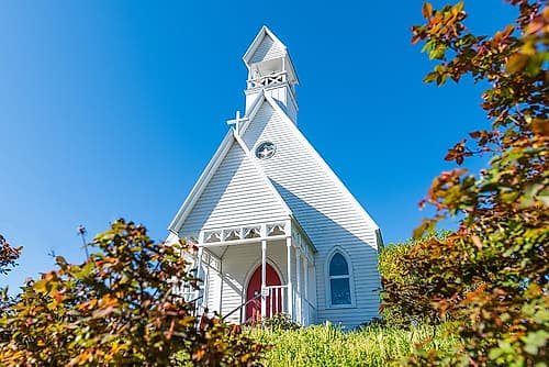 White Church Landscape Print