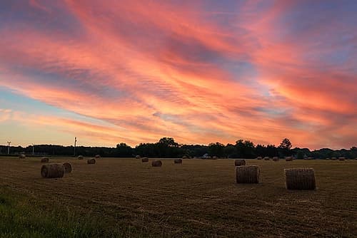 Hay Bail Sky Landscape Print