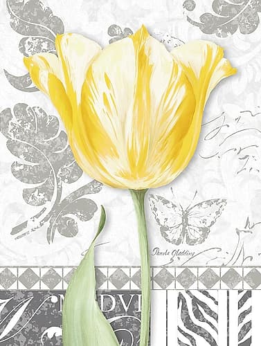 Damask Gray Tulips II Art Print