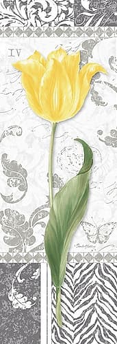Damask Gray Tulip Panel I Art Print