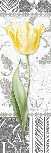 Damask Gray Tulip Panel II Art Print