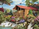 Cascading Cabin Art Print