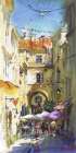 Cafe and Stroll Art Print
