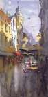 Quiet Street with Cafes Art Print