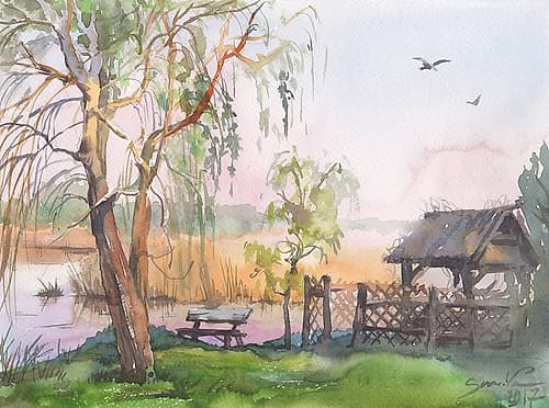 Watercolor landscape painting 30 Art Print