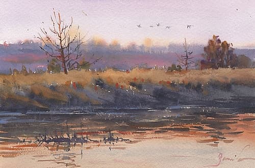 Watercolor landscape painting 41 Art Print
