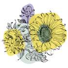 Sunflower minimal art Art Print