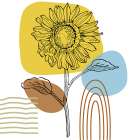 Sunflower minimal art Minimalist Print