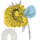 Sunflower minimal art Art Print
