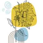 Sunflower minimal art Art Print