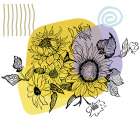 Sunflower minimal art Art Print