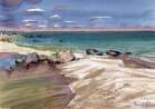 Seascape watercolor Art Print