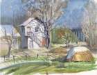 Landscape with a house Art Print