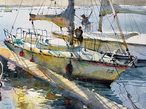 Yachts in the sunlight Art Print